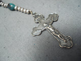 Exquisite Navajo Native American Turquoise Sterling Silver Rosary Necklace-Nativo Arts