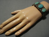 Incredible Vintage Native American Navajo Cerrillos Turquoise Sterling Silver Bracelet Old-Nativo Arts