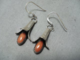 Wonderful Navajo Coral Sterling Silver Earrings Native American-Nativo Arts