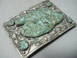 Huge 171 Gram Van Thomas Vintage Native American Navajo Bears Hand Carved Sterling Silver Buckle-Nativo Arts
