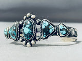 Breathtaking Native American Navajo Spiderweb Turquoise Sterling Silver Bracelet Signed-Nativo Arts