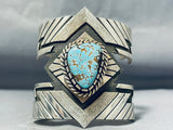 One Of The Most Unique Ever Vintage Native American Navajo Turquoise Sterling Silver Bracelet-Nativo Arts