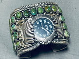 The Best Vintage Native American Navajo Green Spiderweb Turquoise Sterling Silver Watch Bracelet-Nativo Arts