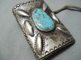 Early 1900's Vintage Native American Navajo Turquoise Sterling Silver Bracelet Bowguard Old-Nativo Arts