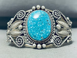 Dynamic Native American Navajo Spiderweb Turquoise Sterling Silver Bracelet Signed-Nativo Arts