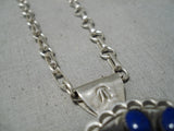 Important Vintage Native American Navajo Martinez Family Lapis Sterling Silver Necklace-Nativo Arts