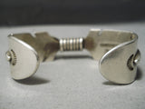 Heavy Detailed Vintage Native American Navajo Sterling Silver Feather Bracelet-Nativo Arts