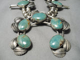 Green Turquoise Native American Sterling Silver Squash Blossom Necklace-Nativo Arts