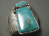 Exceptional Vintage Native American Navajo Turquoise Maiden Sterling Silver Sun Bracelet-Nativo Arts