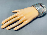 Volcano Native American Navajo Vintage Native American Navajo Turquoise Inlay Sterling Silver Bracelet Old-Nativo Arts