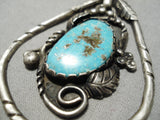 Marvelous Vintage Native American Navajo Turquoise Teardrop Sterling Silver Necklace Old-Nativo Arts