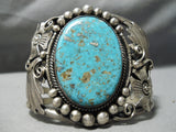 Heavy Vintage Native American Navajo Old Morenci Turquoise Sterling Silver Bracelet Cuff-Nativo Arts