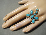 Huge Dragonfly Vintage Native American Navajo Turquoise Sterling Silver Ring-Nativo Arts
