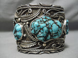 One Of The Biggest Vintage Native American Navajo Turquoise Nugget Sterling Silver Bracelet-Nativo Arts