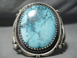 One Of Biggest Best Vintage Native American Navajo Verdy Jake Turquoise Sterling Silver Bracelet-Nativo Arts