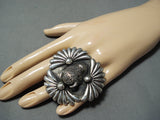 Heavy Buffalo San Felipe Huge Sterling Silver Ring-Nativo Arts