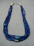 Marvelous Vintage Native American Navajo Choker Lapis Turquoise Sterling Silver Necklace Old-Nativo Arts