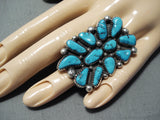 Spectacular Vintage Native American Navajo Old Kingman Turquoise Sterling Silver Ring-Nativo Arts