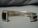 Authentic Vintage Native American Navajo Turquoise Inlay Sterling Silver Bracelet Old-Nativo Arts