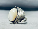 Glorious Native American Navajo Mother Of Pearl Sterling Silver Fan Ring-Nativo Arts