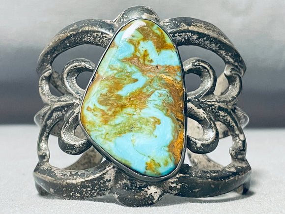 One Of The Best Vintage Native American Navajo Thorn Sterling Silver Turquoise Bracelet-Nativo Arts