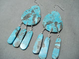 Striking Santo Domingo Turquoise Sterling Silver Earrings Native American-Nativo Arts