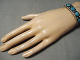 Vintage Navajo Blue Turquoise Sterling Silver Bracelet Native American Old-Nativo Arts