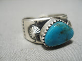 Dynamic Vintage Native American Navajo Bisbee Turquoise Sterling Silver Ring Old-Nativo Arts