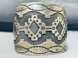 Get Your Exercise In 108 Grams Heavy Vintage Native American Navajo Sterling Silver Bracelet-Nativo Arts
