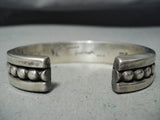 Important Jimmie King Jr Vintage Native American Navajo Thick Sterling Silver Bracelet-Nativo Arts