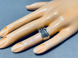 Marvelous Vintage Native American Hopi Sterling Silver Overlay Print Ring-Nativo Arts