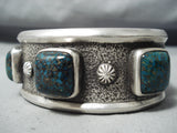 Excellent Native American Navajo Green Spiderweb Turquoise Sterling Silver Bracelet-Nativo Arts