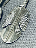 Ben Begaye (d.) Native American Navajo Sterling Silver Feather Earrings-Nativo Arts