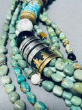 Authentic Singer Native American Navajo Green Turquoise Sterling Silver Necklace-Nativo Arts