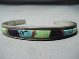 Impressive Native American Navajo Turquoise Sugulite Gaspeite Sterling Silver Bracelet-Nativo Arts