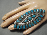Colossal Vintage Native American Navajo Tiwsting Turquoise Sterling Silver Ring Huge-Nativo Arts