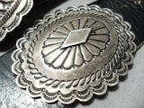 Heavy Hand Tooled Vintage Native American Navajo Sterling Silver Concho Belt-Nativo Arts