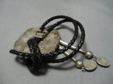 Astounding Vintage Native American Navajo Kingman Turquoise Sterling Silver Bolo Tie-Nativo Arts