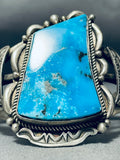 Randy Tom Vintage Native American Navajo Gilbert Turquoise Sterling Silver Bracelet-Nativo Arts