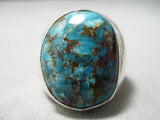 Astounding Vintage Native American Navajo Red Mountain Turquoise Sterling Silver Ring Old-Nativo Arts