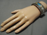 Stunning Vintage Navajo Turquoise Pearl Sterling Silver Native American Bracelet-Nativo Arts