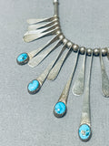 Jaw Dropping Vintage Native American Navajo Turquoise Sterling Silver Sunrays Necklace-Nativo Arts