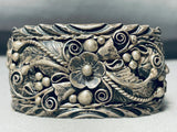 One Of The Most Detailed Vintage Native American Navajo Jungle Sterling Silver Bracelet-Nativo Arts