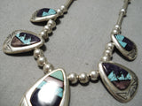 Intricate Vintage Native American Navajo Spider Turquoise Sterling Silver Sugulite Necklace Old-Nativo Arts