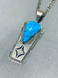 Smithsonian Native American Navajo Vintage Turquoise Sterling Silver Geomtric Necklace-Nativo Arts