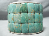 Best Native American Squared Green Turquoise Sterling Silver Bracelet-Nativo Arts