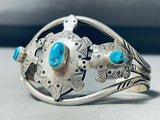 Unforgettable Vintage Native American Navajo Morenci Turquoise Sterling Silver Turtle Bracelet-Nativo Arts