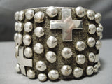 Huge Heavy 186 Gram Vintage Native American Navajo Cross Christian Sterling Silver Bracelet-Nativo Arts