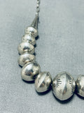 Hand Tooled Vintage Native American Navajo Sterling Silver Bead Necklace Old-Nativo Arts