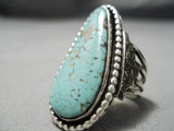 Quality Vintage Native American Navajo Tear Of Joy Sterling Silver Turquoise Ring-Nativo Arts